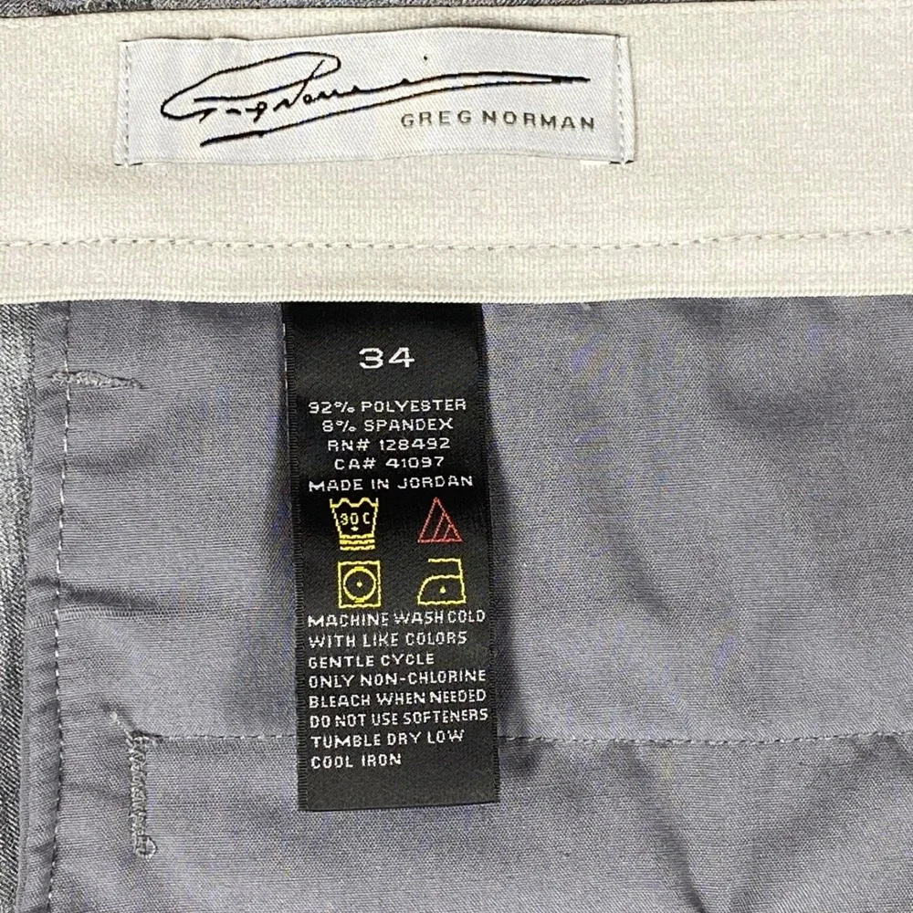 New Greg Norman Mens Golf Shorts 34 Grey Stretch Performance Flat‎ Front Active
